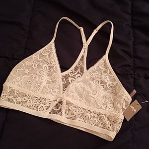 NTW White Lace Aerie Bralette with Cutout Detail